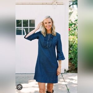 Draper James Chambray Ruffle Denim Dress